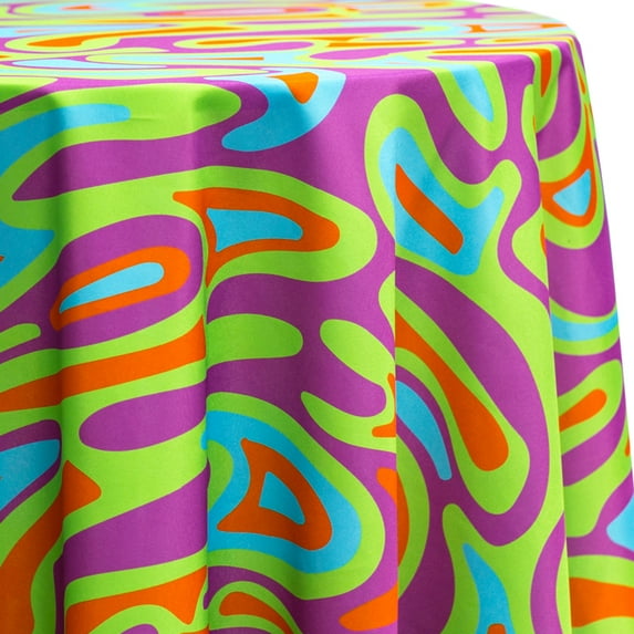 Ultimate Textile Psych 102-Inch Round Patterned Tablecloth