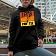 thumbnail image 2 of Let's Par Tee Pun for Party Quote with a Ball on a Tee, Golf Player, Golfing or Golfer Themed Merch Gift, Black Hooded Sweatshirt or Hoodie, Small, 2 of 5