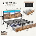 thumbnail image 2 of EnHomee Metal Bed Frame with 3-Tier Storage Headboard King Size Metal Bed Frame with 2 Underbed Drawers & 2 Bedside Fabric Drawers & LED Lights & Charge Station,Rustic Brown, 2 of 9