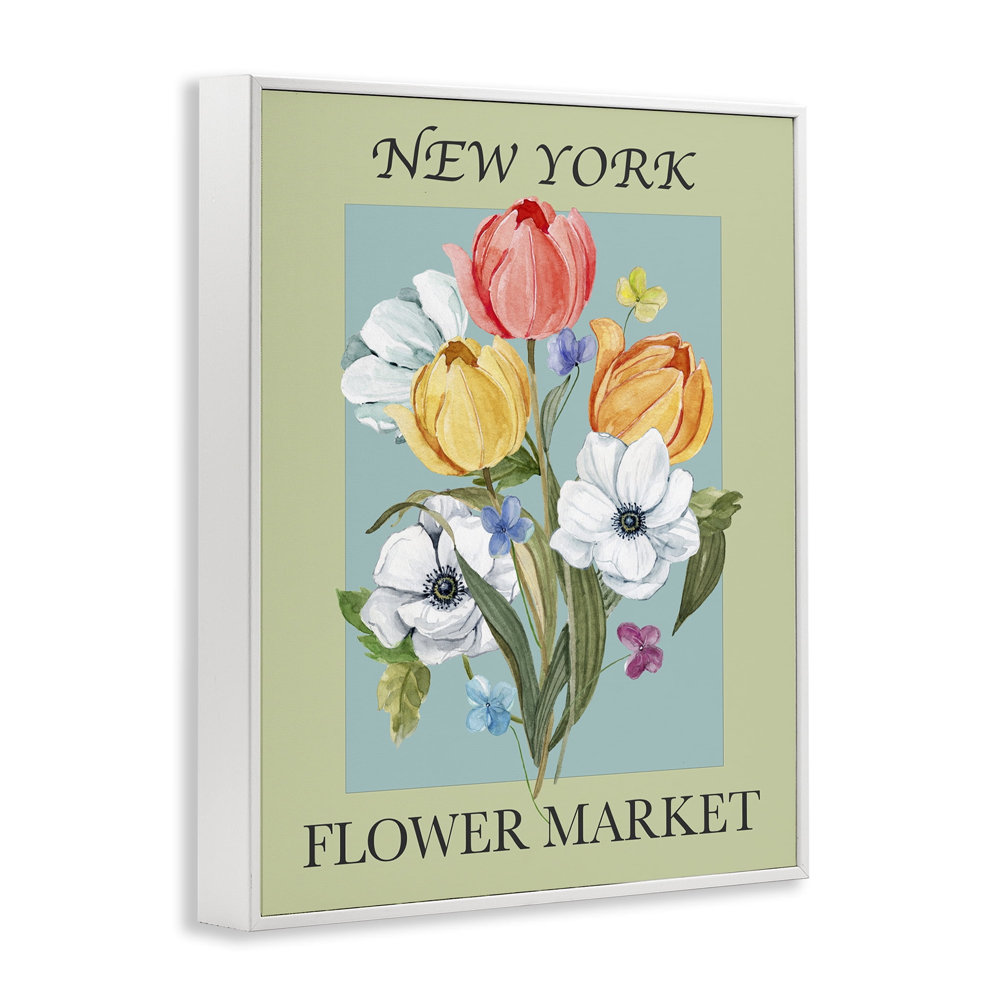 Stupell Industries New York Flower Market Botanical & Floral Painting White Framed Art Print Wall Art, 11 x 14