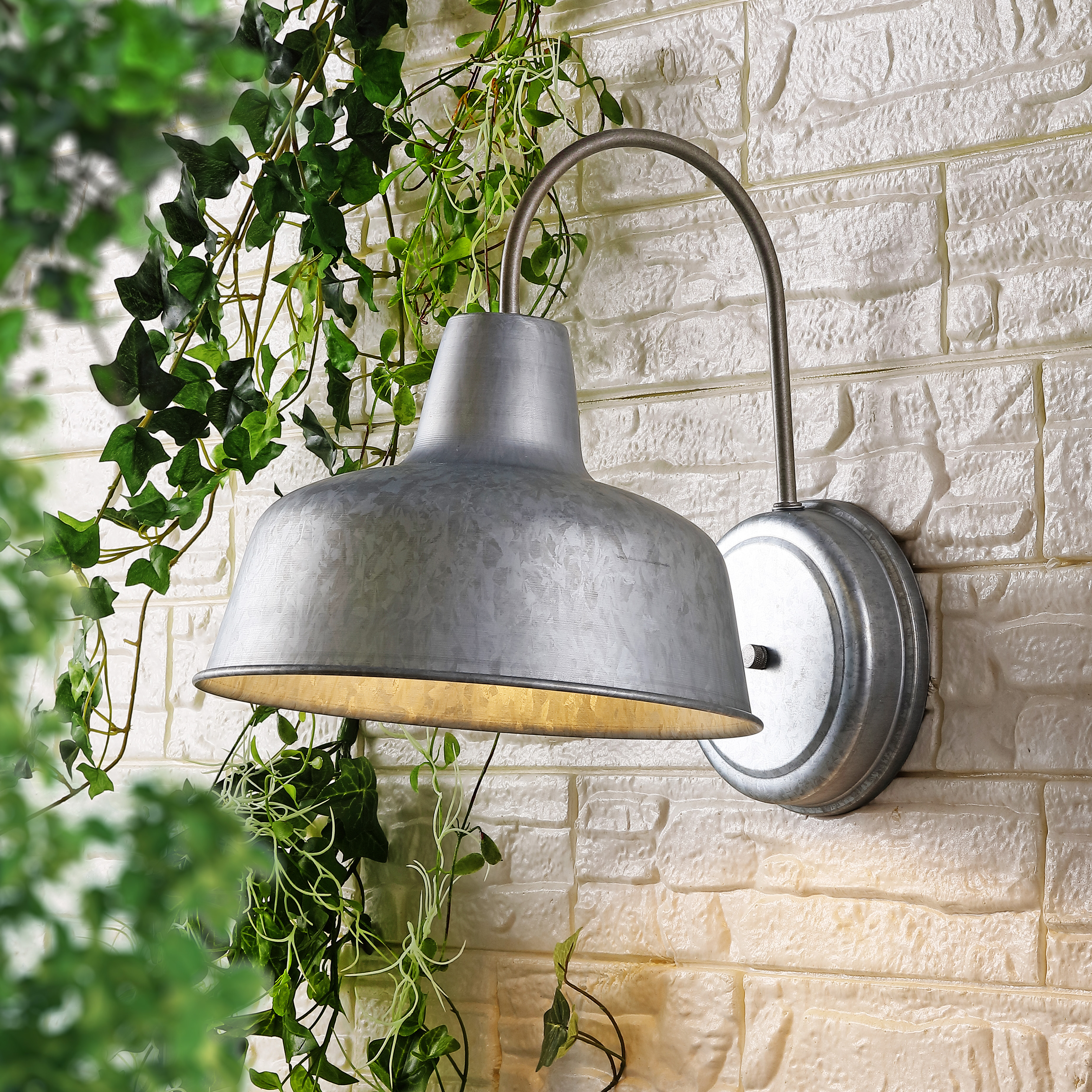 SAFAVIEH Jennine LED Steel Metal Wall Sconce with Galvanized Shade, Set of 2