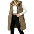 thumbnail image 2 of Jovrlynd Puffer Vest Women Hooded Zipper Button Long Quilted Vest Winter Coats with Pockets, S-2XL, 2 of 7