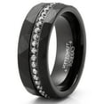 thumbnail image 2 of Metal Masters Mens Tungsten Carbide Hammered Black Wedding Band Eternity Engagement Ring Cubic Zirconia Comfort-Fit 8mm, 2 of 5