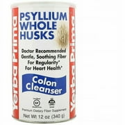 Yerba Prima Psyllium Whole Husks Colon Cleanser Fiber Supplement For Heart Health, 12oz, 3 Pack