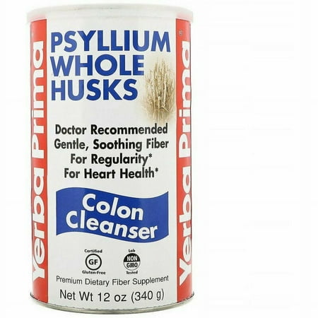 Yerba Prima Psyllium Whole Husks Colon Cleanser Fiber Supplement For Heart Health, 12oz, 3 Pack