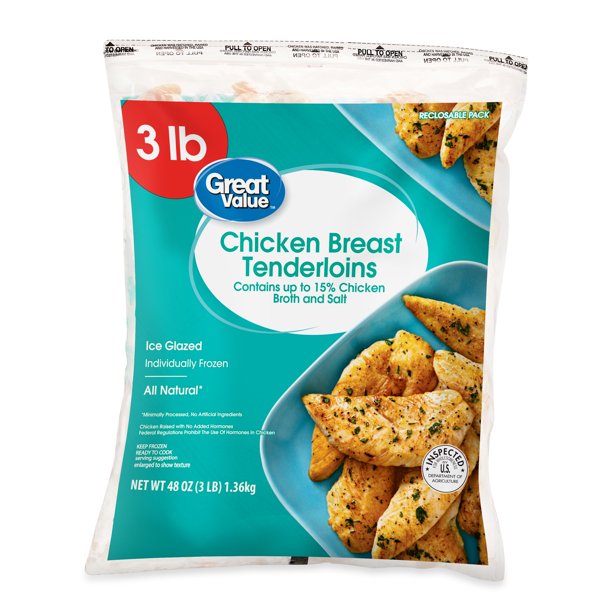 Great Value Chicken Breast Tenderloins, 3 lb (Frozen)