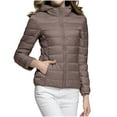 thumbnail image 3 of Zedker Women's Winter Hooded Packable Puffer Jacket with Fleece Lined Collar Quilted Coat Coffee Plus XXXXXL, 3 of 8