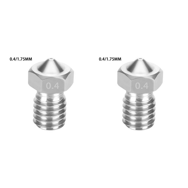 Cateissary Boquilla de impresora 3D Cabeza extruida de acero inoxidable Mini boquilla de filamento extraíble de hilo de impresora firme, 0.4 / 1.75MM No.03 2piezas