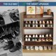 thumbnail image 4 of Historyli Zapatero QinaQin con 2 cajones abatibles,zapatero estrecho de madera acanalada,organizador para entrada,color nogal., 4 of 7