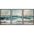thumbnail image 1 of PixonSign Framed Canvas Print Wall Art Set Coastal Ocean Wave Beach Watercolor Seascape Nature Wilderness Illustrations Modern Art Decorative Rustic Relax/Calm Colorful for Bedroom - 24"x36"x3 Black, 1 of 5