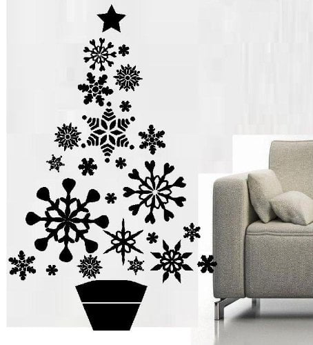 Decal ~ Christmas Decal ~ SNOWFLAKE TREE : CHRISTMAS ~ WALL DECAL, 20' x 32' LRG