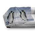 thumbnail image 2 of Sea Animals Soft Flannel Fleece Throw Blanket, 2 Pairs of Penguins Facing Each Other at South Sunny Antarctica, Cozy Plush for Indoor and Outdoor Use, 50" x 70", Purple Grey Black White, by Ambesonne, 2 of 5