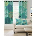 thumbnail image 2 of Coastal Blue Coral Blackout Curtains 96 Inches Length, Green Nautical Ocean Shell Beach Window Treatment Thermal Insulated Drapes for Bedroom Living Room 2 Panels 104x96 Inches, 2 of 8
