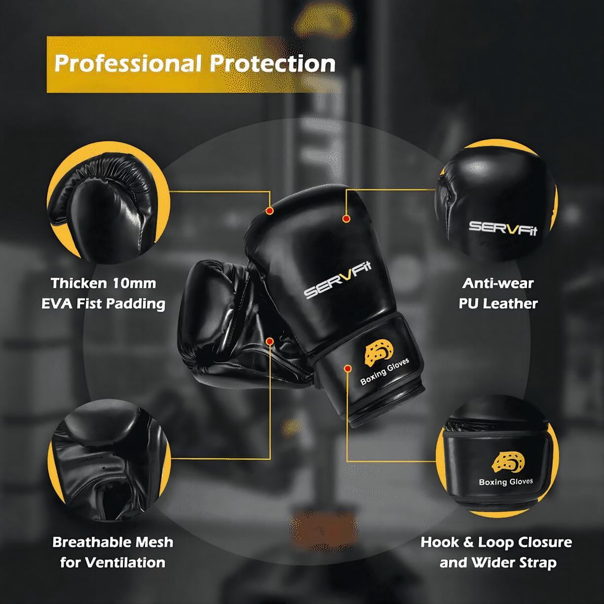 SERVFIT Freestanding Punching Bag 70''-205lbs with Boxing Gloves，Heavy Boxing Bag with Suction Cup Base for Adult Youth Kids - Men Stand Kickboxing Bag