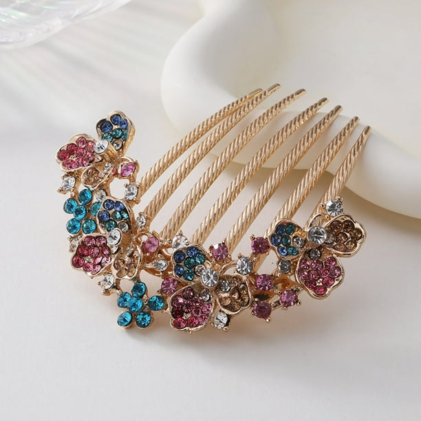Pasadores franceses de Metal con flores de lujo, broches para el cabello, accesorios para mujeres y niñas, pasador de diamantes de imitación, accesorios para el cabello(A18)(1 pieza)