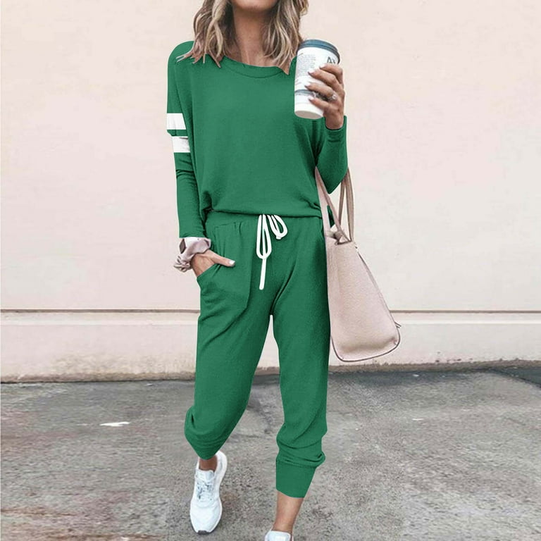 Scyoekwg Jogger Sets for Women Piece Fall Outfits Long Sleeve