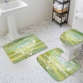 thumbnail image 2 of Love Text Bathroom Rugs Set Vintage Warm Embraces Positive Energy Love Green Yellow Non Slip Absorbent Soft Bath Mats 3 Piece Set with Bathroom Rug, U-Shaped Floor Mat, Toilet Seat Cover Small Size, 2 of 9