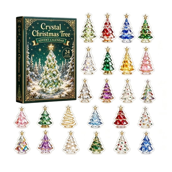 Christmas Countdown Advent Calendar, 24‑Day Christmas Spinner Tree Collection Collectible Surprises, Festive Acrylic Christmas Spinner Tree Collection Pendant Ornament Set