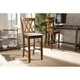 thumbnail image 7 of Baxton Studio Calista Modern and Contemporary Grey Fabric Upholstered and Walnut Brown Finished Wood 2-Piece Bar Stool, 7 of 7
