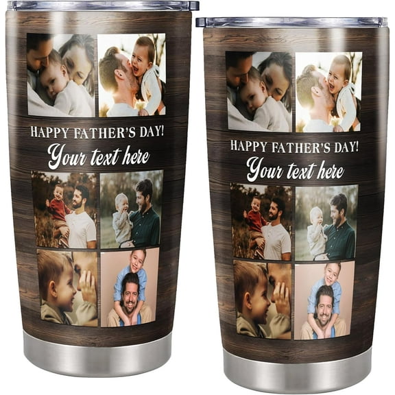 Personalized Picture Dad Travel Tumbler Customized Mugs with Photo Text Insulated Coffee Cups Stainless Steel 20 oz Gifts for Daddy Who Have Everything Fathers Day