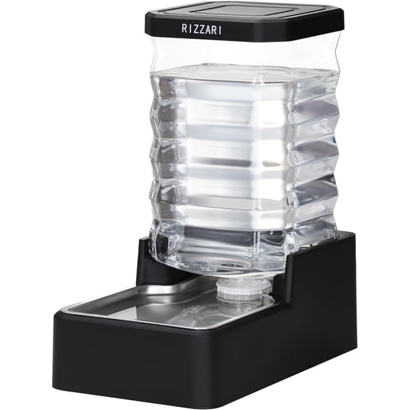 RIZZARI 8L Gravity Dog Water Dispenser:Easy Care No Filter Design | Low Maintenance Design/Gravity Water Flow /Easy Refill/Stainless Steel Drinking Bowl/Indoor Home Use