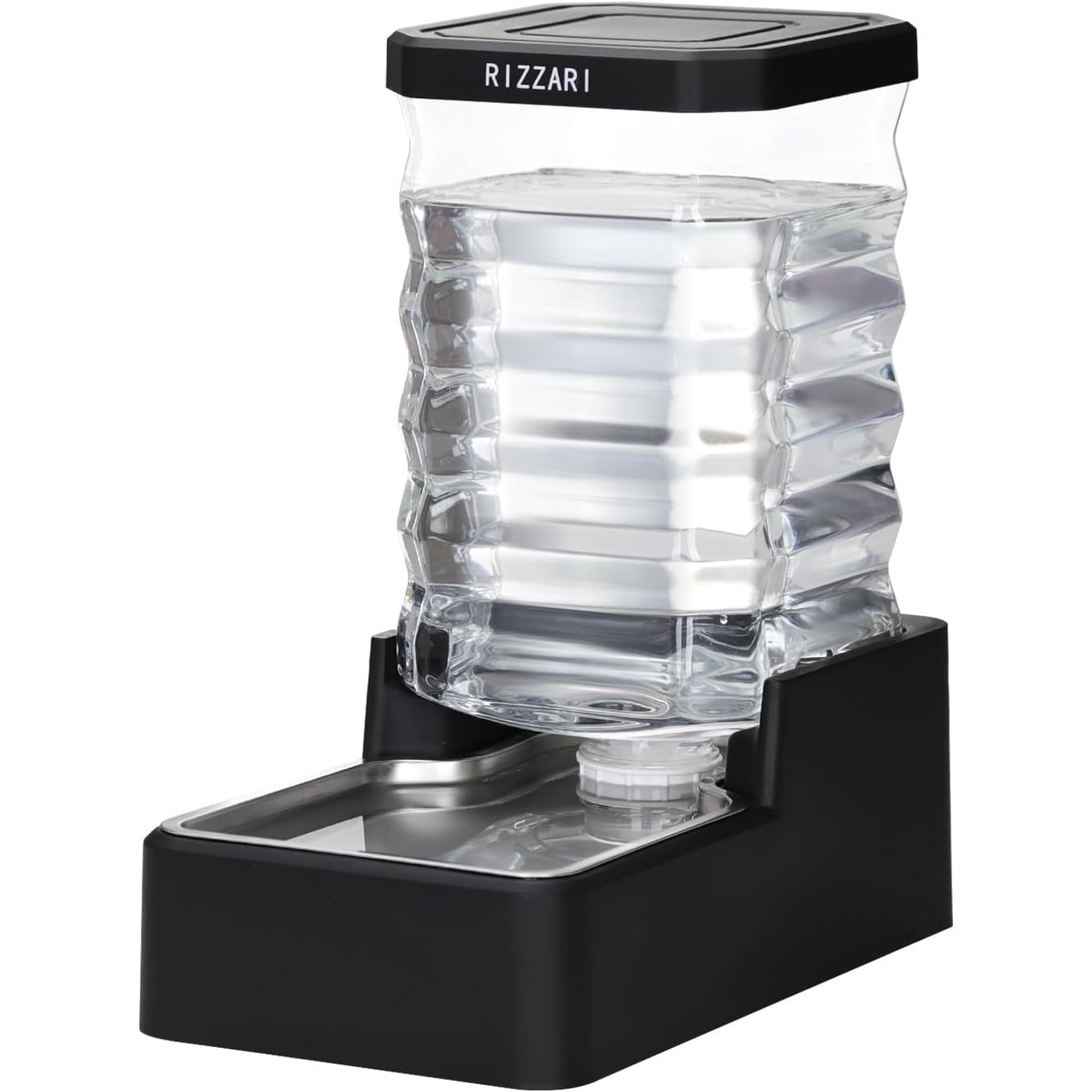 RIZZARI 8L Gravity Dog Water Dispenser:Easy Care No Filter Design | Low Maintenance Design/Gravity Water Flow /Easy Refill/Stainless Steel Drinking Bowl/Indoor Home Use