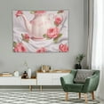 thumbnail image 2 of COMIO JretailAx Floral Pattern Tapestry Pink Flower Wall Tapestry Romantic Rose Square Tapestry Vintage Afternoon Tea Party Tea Pot Living Room Tapestry 40x30 Inch, 2 of 7