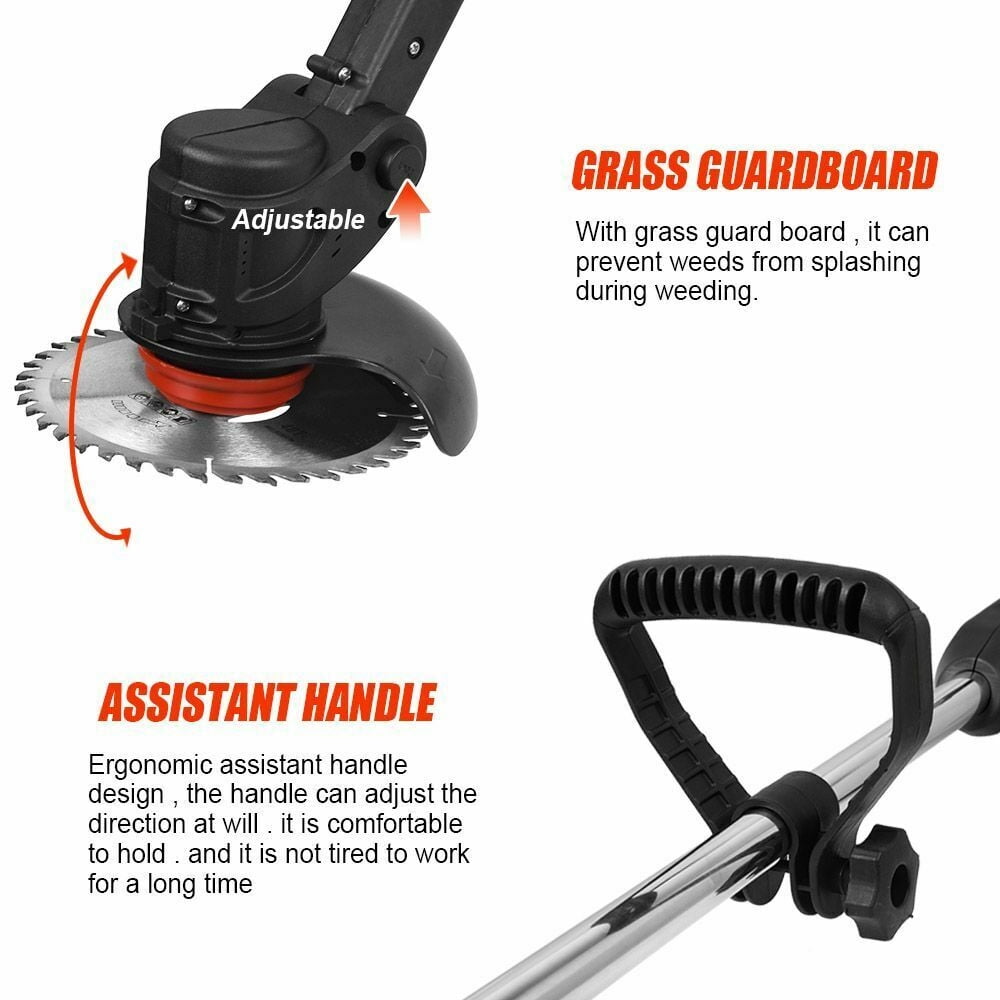 Cordless Weed Eater String Trimmer, Lightweight Push Lawn Mower ,24V Li-Ion Battery Powered for Garden and Yard