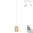 thumbnail image 1 of FSLiving Gimbaled LED Track Light, Adjustable Height H Type Track Lighting Twine Natural Rattan Shade with Smart Edison Bulbs, 2200K-6500K Track Mount, Timer Decorate for Dinning Sloped Ceiling, 1 of 9