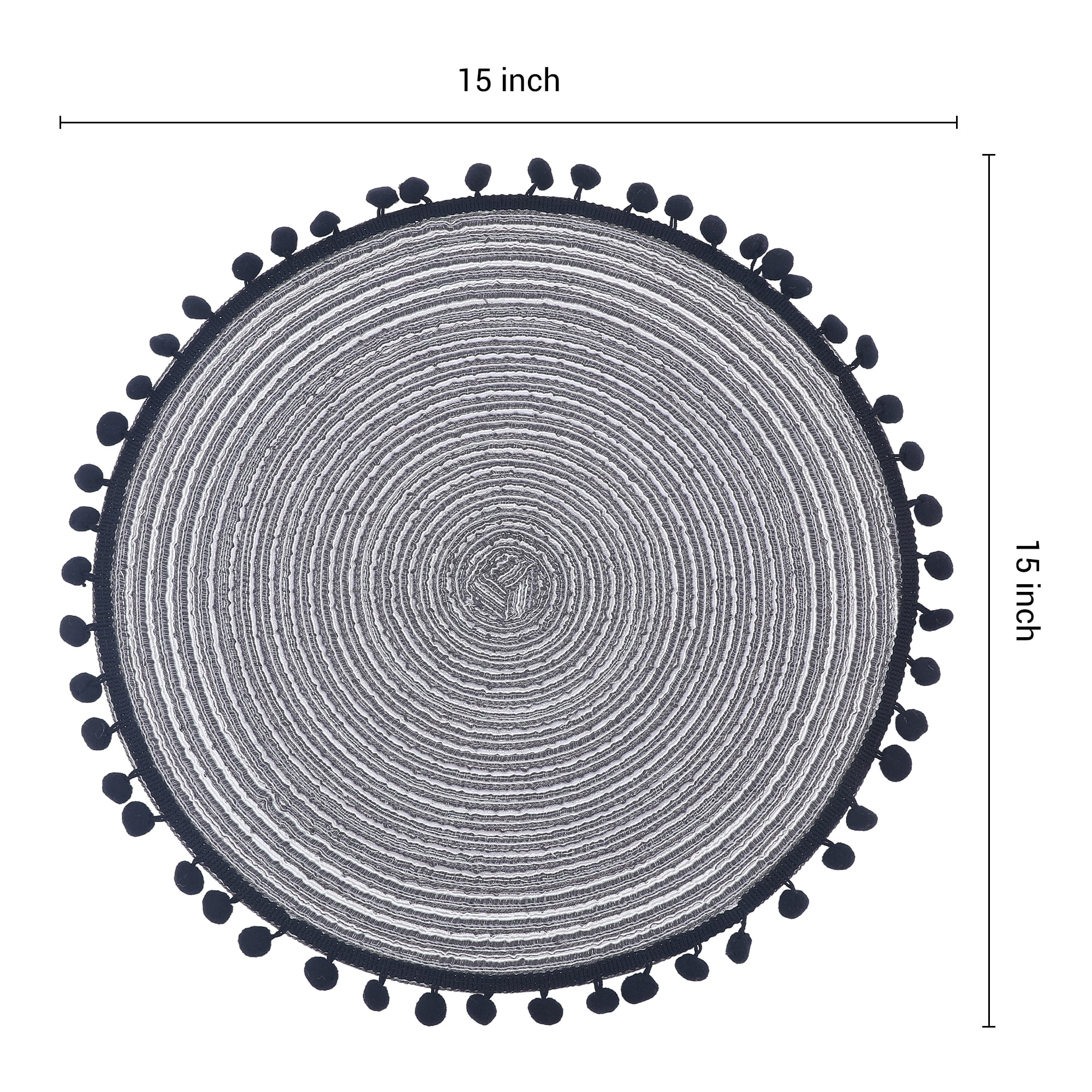 Unique Bargains Placemats Set of 6 Polyester Placemats for Dining Table Black Gray 15x15in