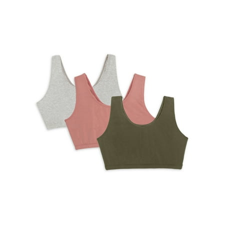 Fruit of the Loom Women's Tank Style Cotton Sports Bra, 3-Pack, Style-9012