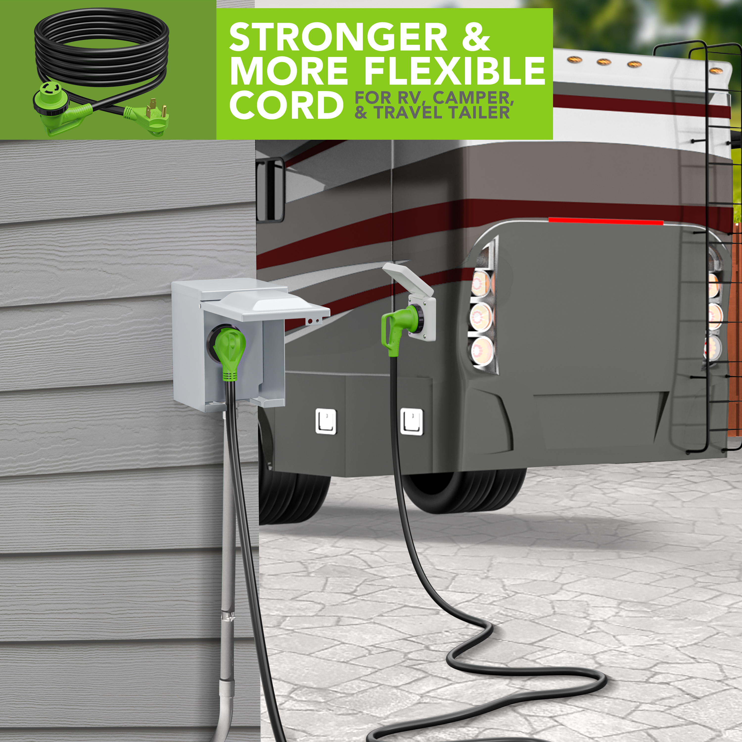 Leisure Cords-15FT 30 Gauge 15ft Black 1 Outlet Locking RV Extension Cord