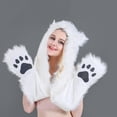 thumbnail image 4 of Aoochasliy Winter Scarves for Women Clothes Male Female Faux Animal Hood Cap Mittens Ears Cartoon Hat Gloves Scarf Pocket, 4 of 6