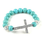 Fashion Jewelry Turquoise Beads sideway cross rhinestones bracelet