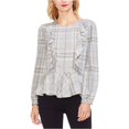 thumbnail image 1 of Blusa Peplum con volantes a cuadros Vince Camuto gris pequeña, 1 of 2