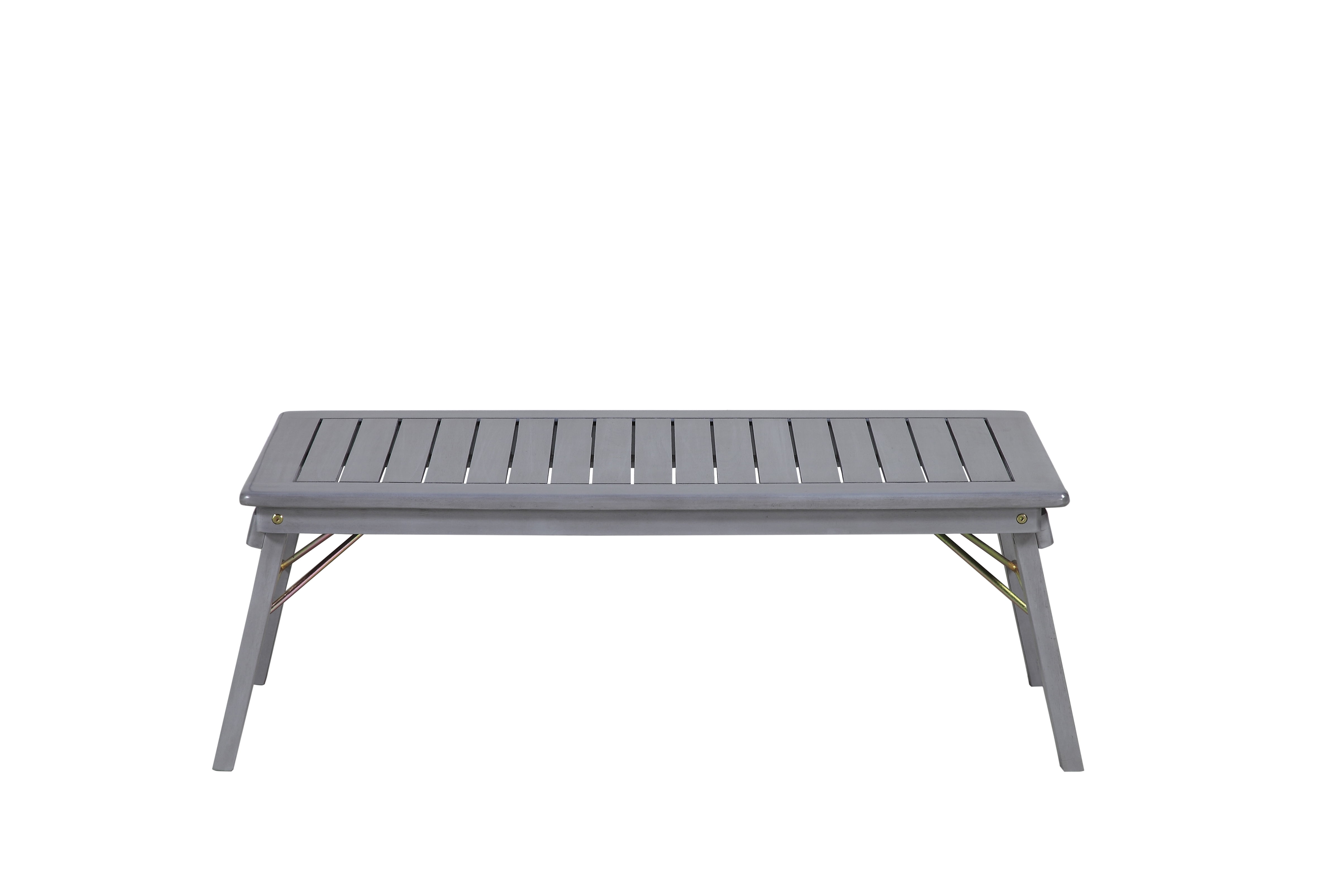 Linon Rosemary 4-Piece Acacia Outdoor Chat Set with Coffee Table, Loveseat & Chairs, Gray/Navy