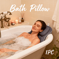 Bath Pillow Luxury Bathtub Pillow, Extra Soft & Comfortable Bath Pillow for Tub Head Neck and Back Support, with 4D Air Mesh Cushions & Non-Slip Suction Cups - Great Bath Gifts (Gray/Black)