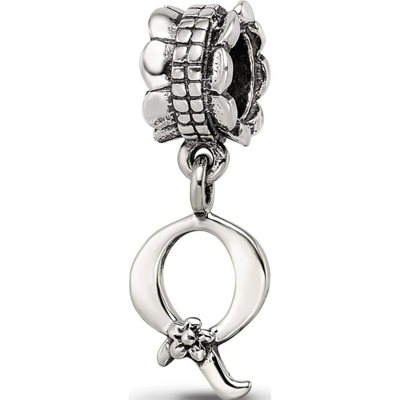 Sterling Silver Reflections Letter Q Dangle Bead (19.09 X 8.18) Made In Thailand qrs1400q