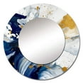 thumbnail image 2 of Designart "Strokes in Dark Blue and Gold XXIII" Fractals Round Mirror Wall Décor Glam - Large Blue Round Mirror - Round Mirror 29" x 29" Inch, 2 of 5