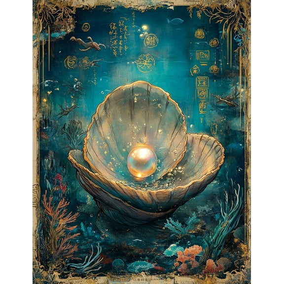 Paint by Numbers for Adults Kids Beginner Deep Sea Pearl Record DIY Acrylic Painting by Numbers Kits with Brushes Acrylic Pigment Home Decoration Gifts 16 x 20 inch