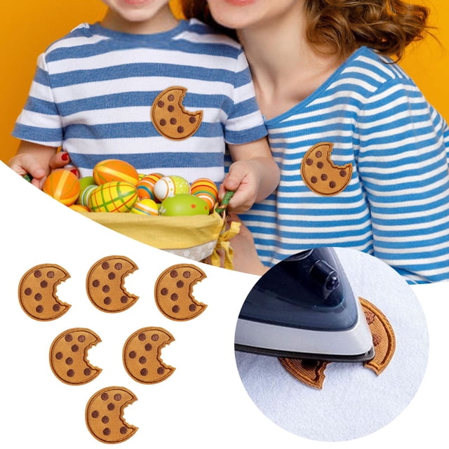 Stickers Ironing On Patch 5PCS Cookies Embroidered Fabric Sticker Decorative Badge Design for Crafting 5PCS