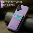 thumbnail image 5 of Case Compatible with iPhone 17 with PU Leather Back + TPU Frame, Card Slot with RFID Blocking Kickstand Classic Slim Fit Phone Cover Designed for iPhone 17 - Purple, 5 of 8