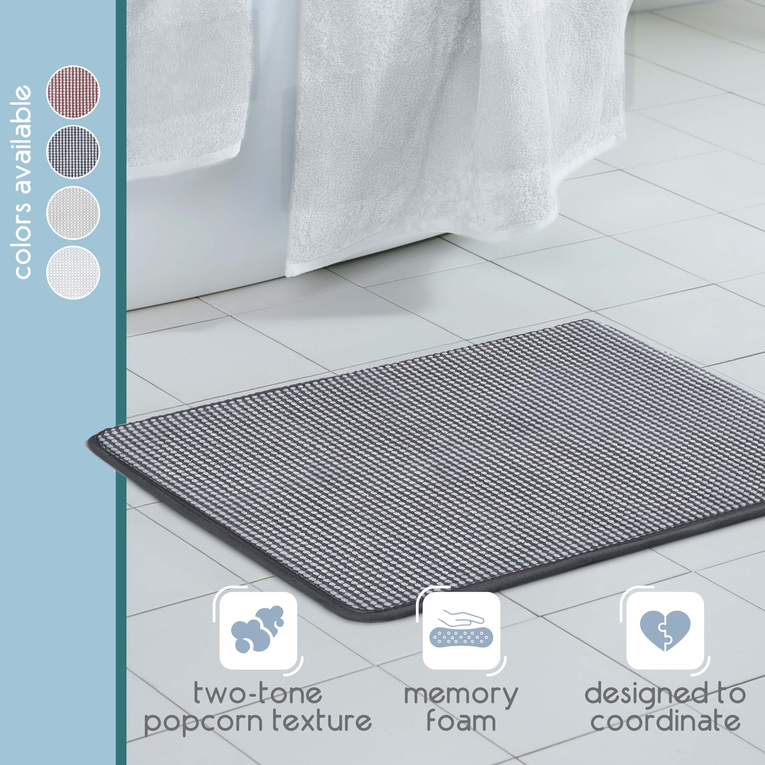 Vellux Bliss Memory Foam Bath Rug, 20" x 30", Midnight Black