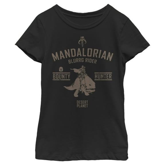 Girl's Star Wars: The Mandalorian Blurrg Rider  Graphic Tee Black X Small