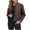 Coffee, variant on Women's Faux Leather Motorcycle Jacket Long Sleeve Hoodless Moto Biker Outwear with Stand Up Collar and Zipper Front | Casual Edgy Jacket for Daily Wear, Work, or Night Out