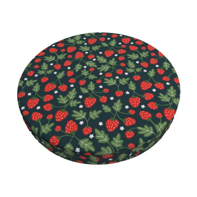 Disketp Strawberry Funda Redonda para Taburete, Funda de Cojín para Silla de Bar Suave y Elástica-12 inch