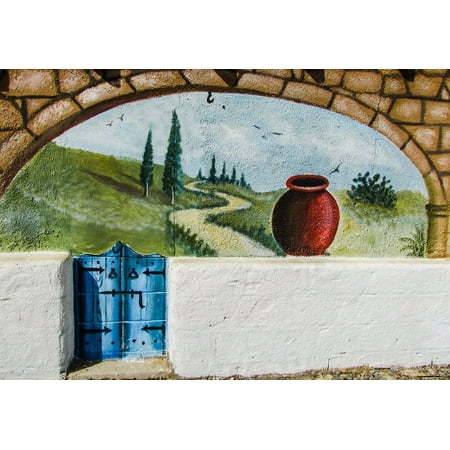 Traditional Wall Painting Motif Graffiti Ethnic-20 Inch By 30 Inch Laminated Poster With Bright Colors And Vivid Imagery-Fits Perfectly In Many Attractive Frames