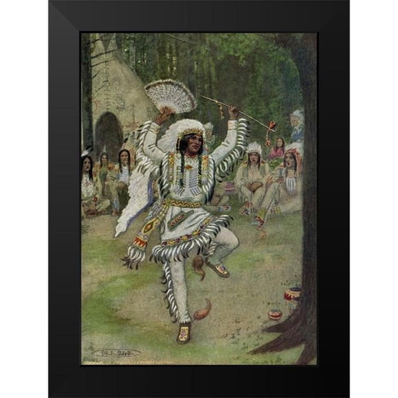 Kirk, Maria 11x14 Black Modern Framed Museum Art Print Titled - He began his mystic dances from Story of Hiawatha 1910