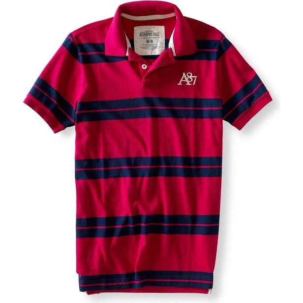 Aeropostale - Polo de rugby para hombre, diseño de rayas A87, color morado, pequeño