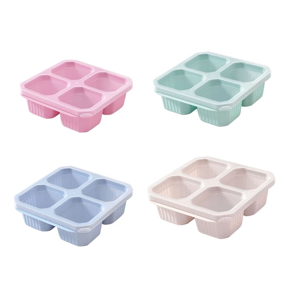 ACDANC 4 Pcs Snack Boxes with 4 Compartments Reusable Easy-Open Lid Snack Containers for Kids Adults Stackable Food Storage Containers for School Home Travel